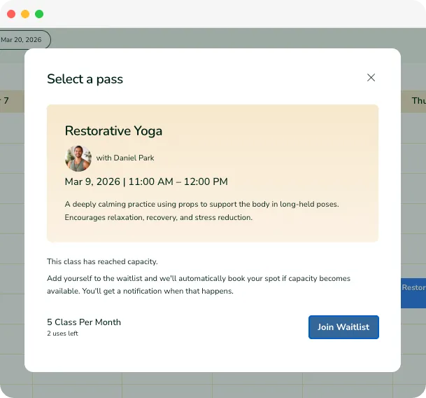 Platsana mobile app showing customer joining waitlist
