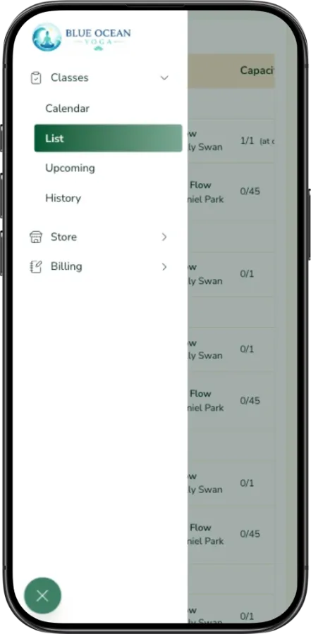 Platsana mobile app menu view showing branded app icons